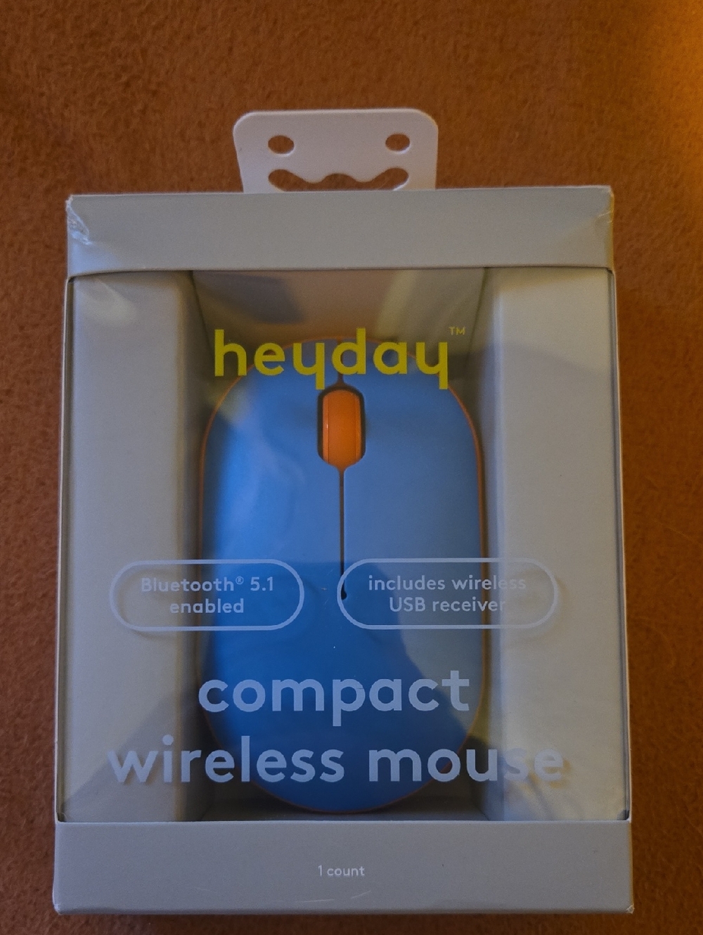 heyday Blue Wireless Mouse with Orange Scroll